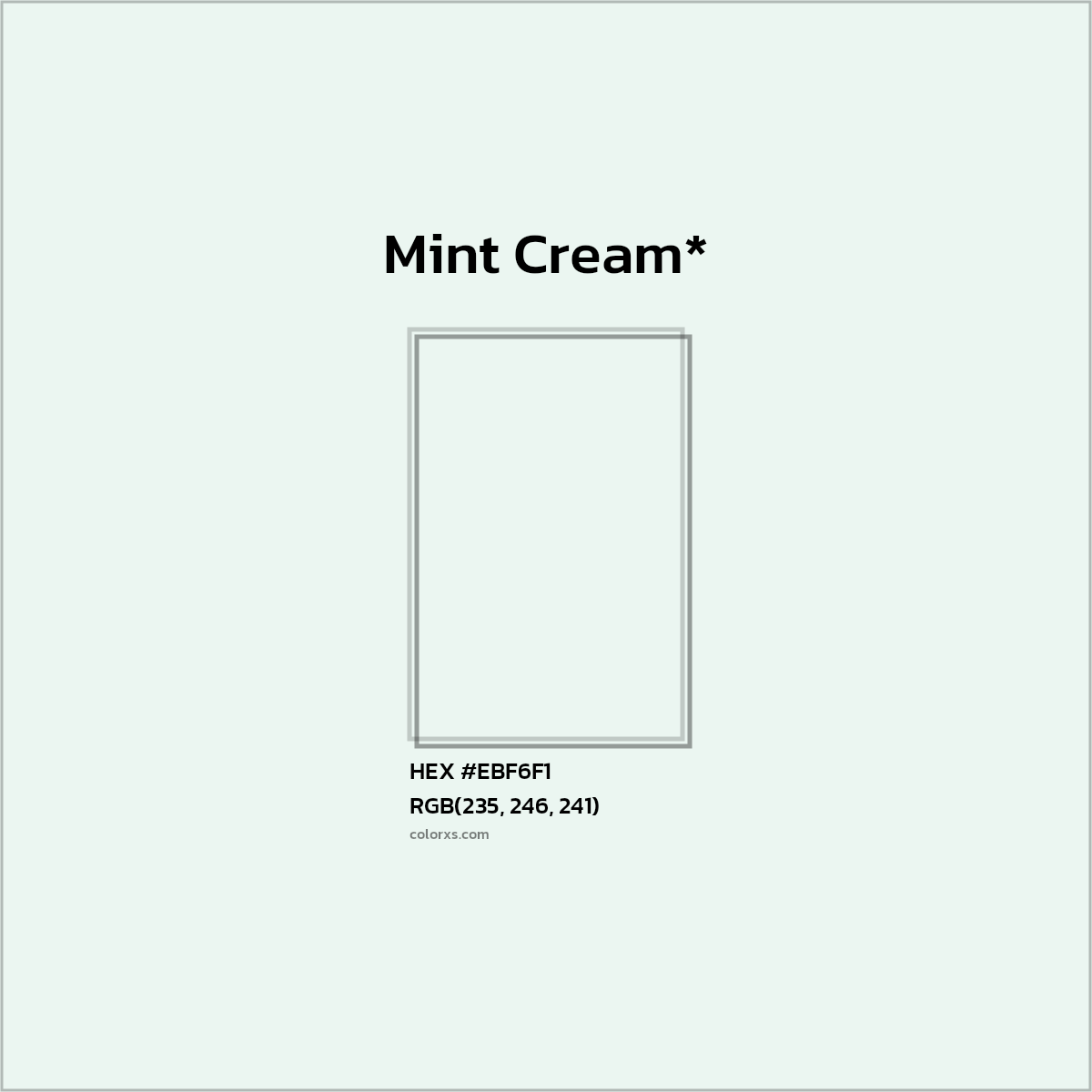 HEX #EBF6F1 Color Name, Color Code, Palettes, Similar Paints, Images