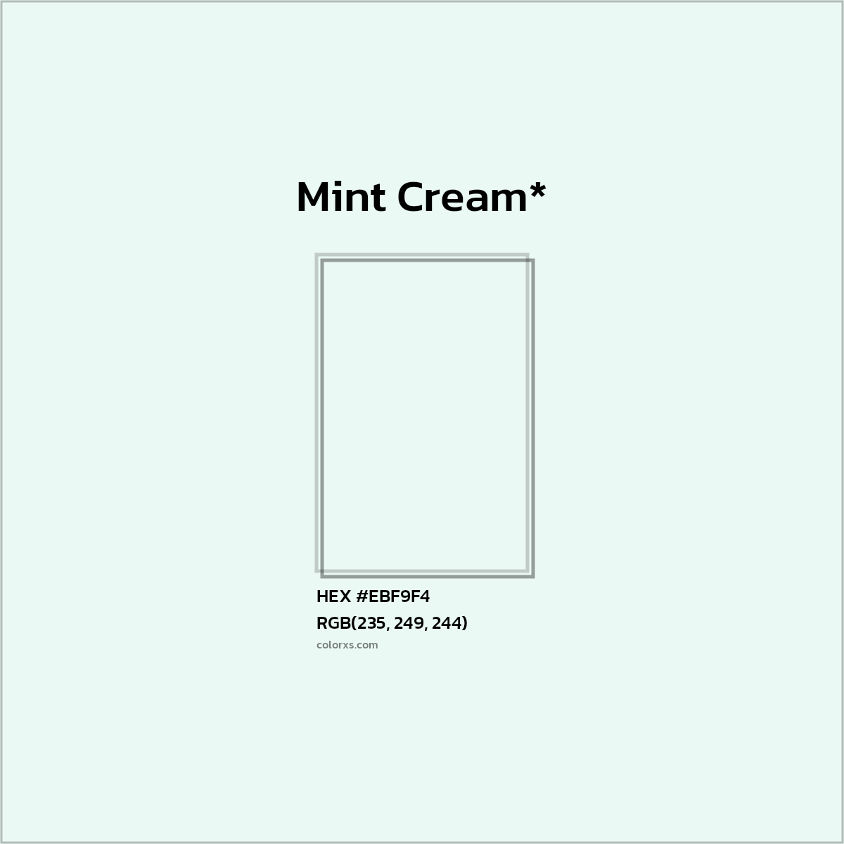 HEX #EBF9F4 Color Name, Color Code, Palettes, Similar Paints, Images