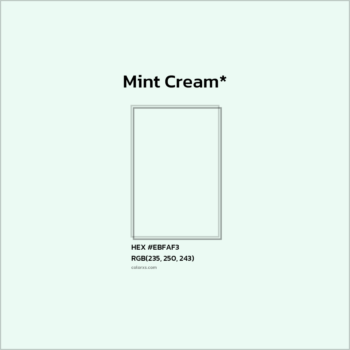 HEX #EBFAF3 Color Name, Color Code, Palettes, Similar Paints, Images
