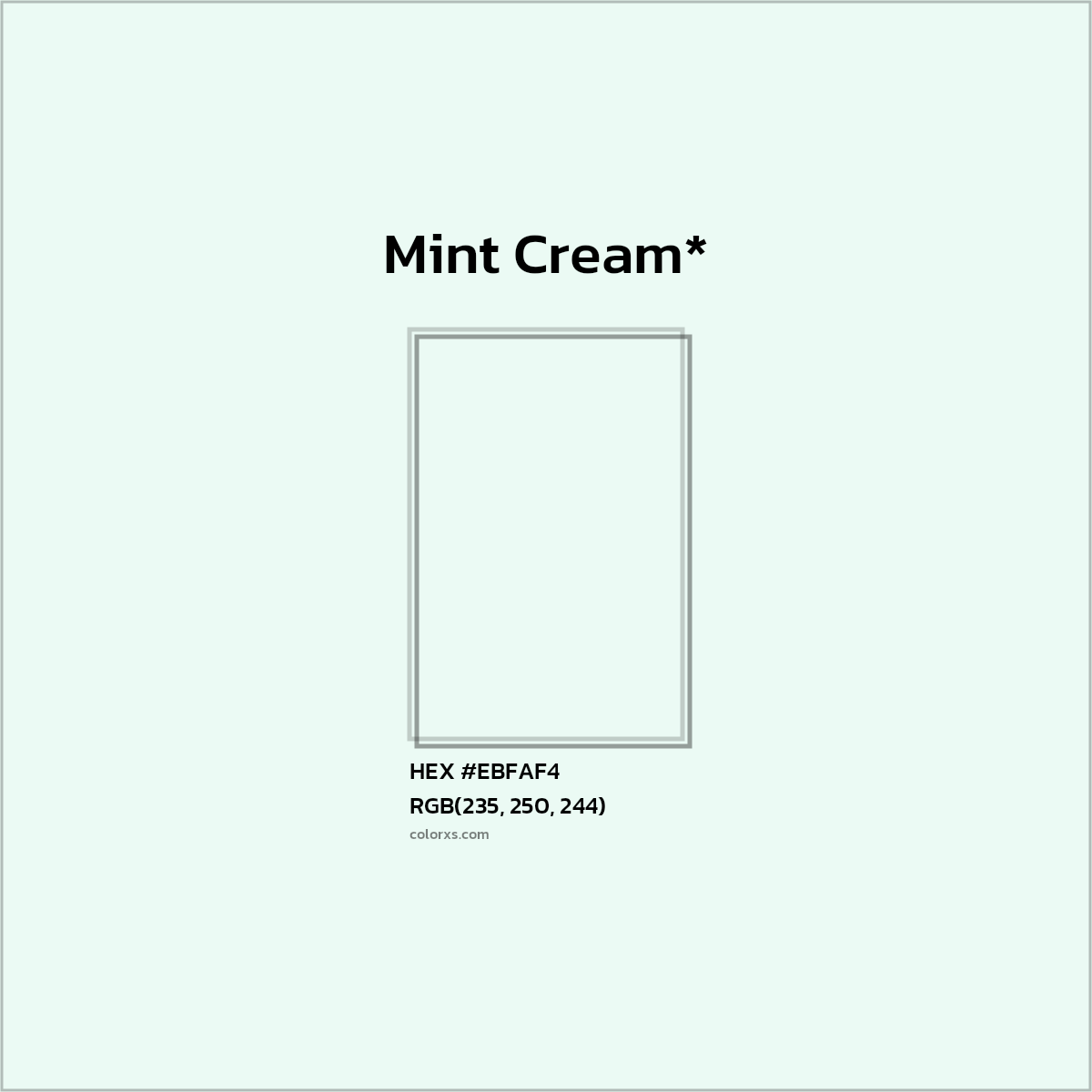 HEX #EBFAF4 Color Name, Color Code, Palettes, Similar Paints, Images