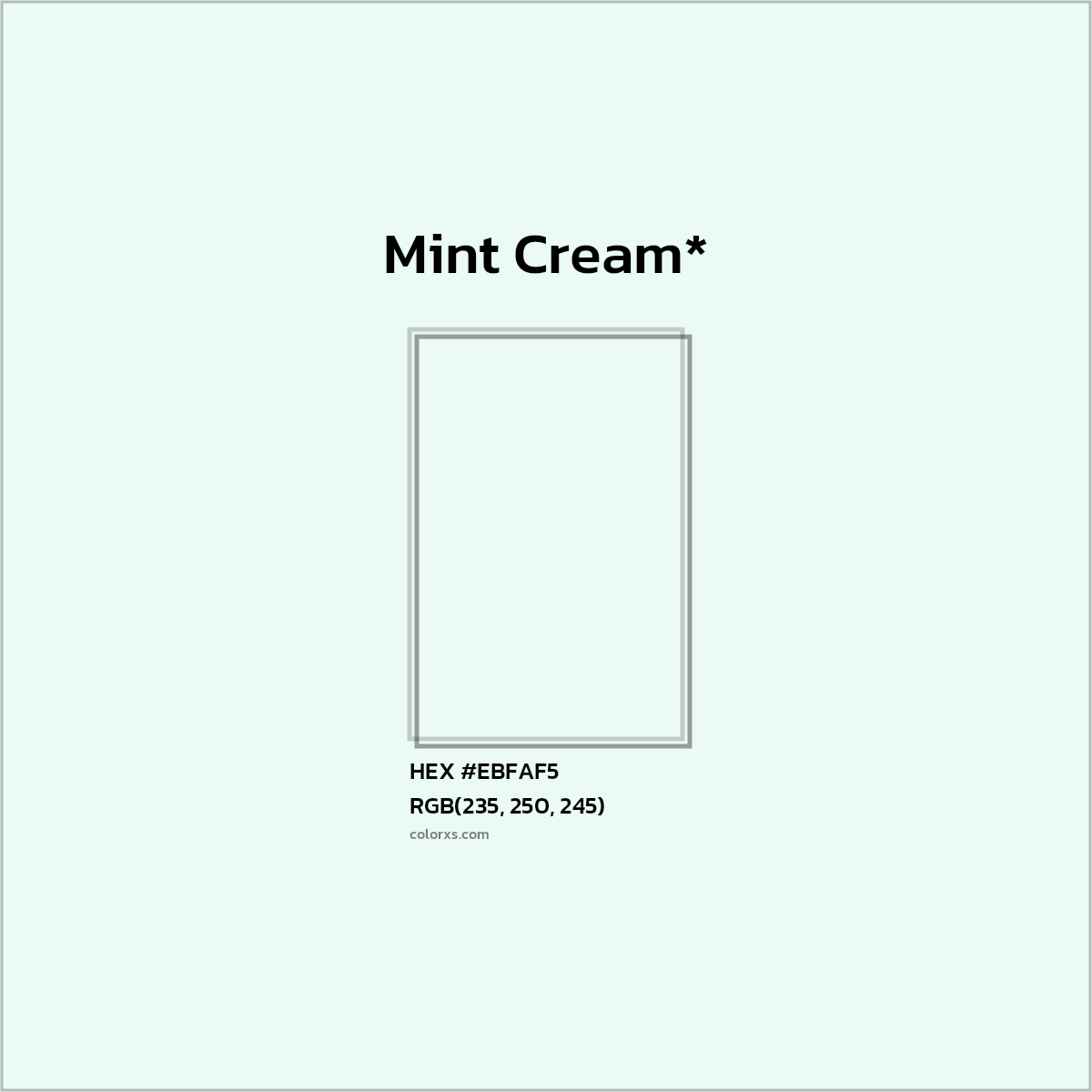HEX #EBFAF5 Color Name, Color Code, Palettes, Similar Paints, Images