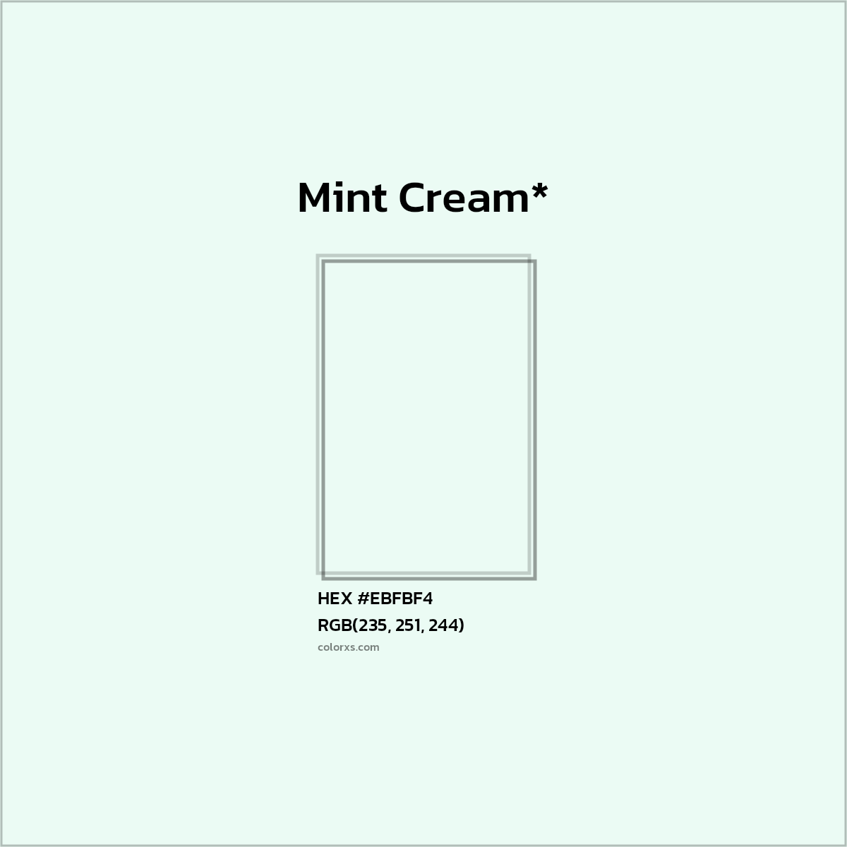 HEX #EBFBF4 Color Name, Color Code, Palettes, Similar Paints, Images
