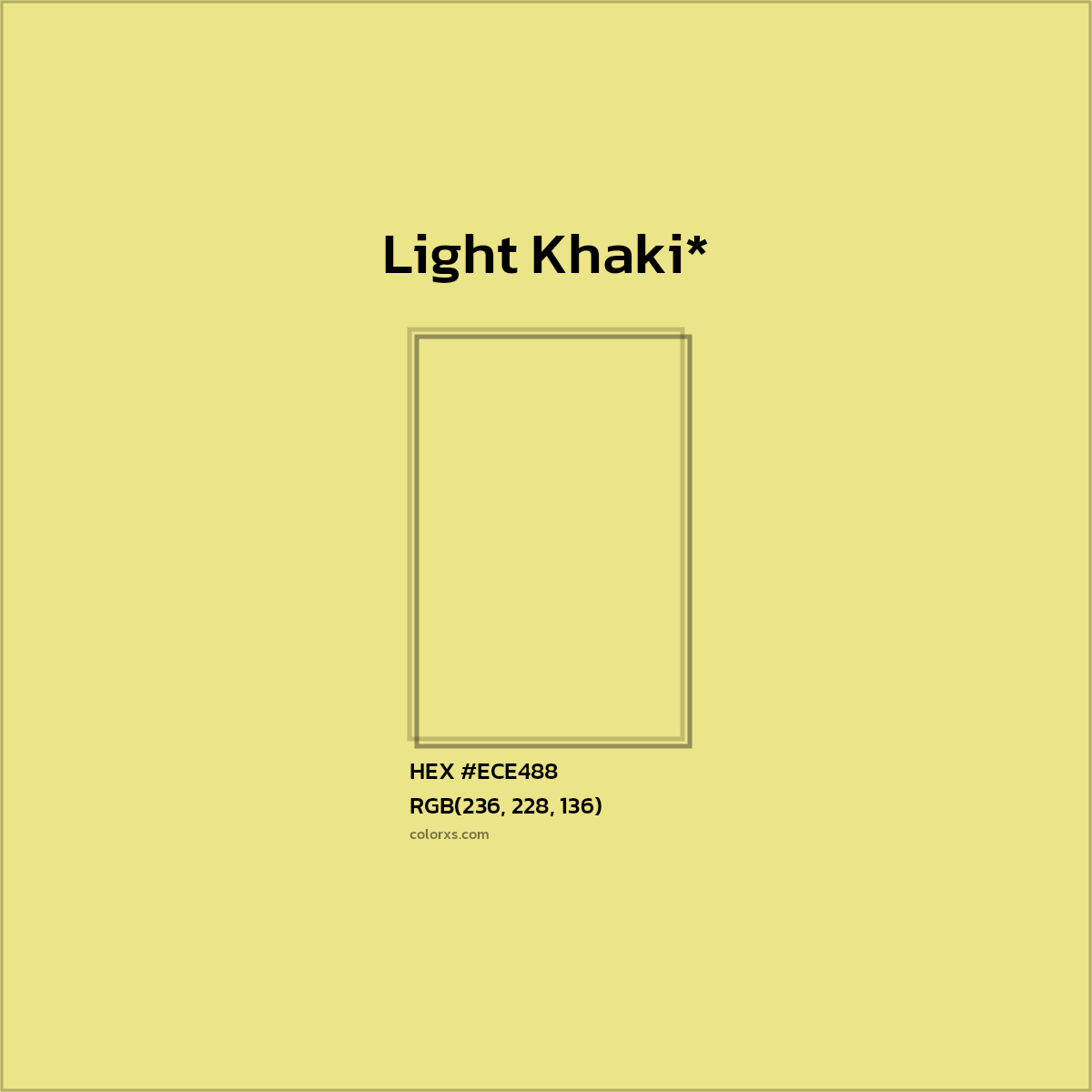 HEX #ECE488 Color Name, Color Code, Palettes, Similar Paints, Images