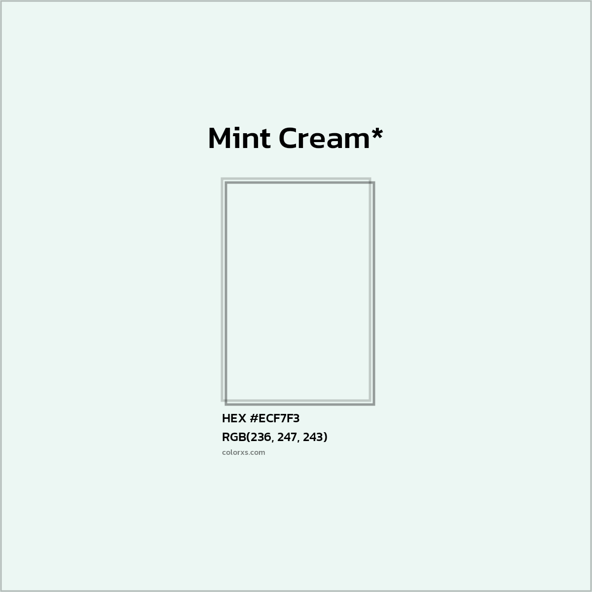 HEX #ECF7F3 Color Name, Color Code, Palettes, Similar Paints, Images