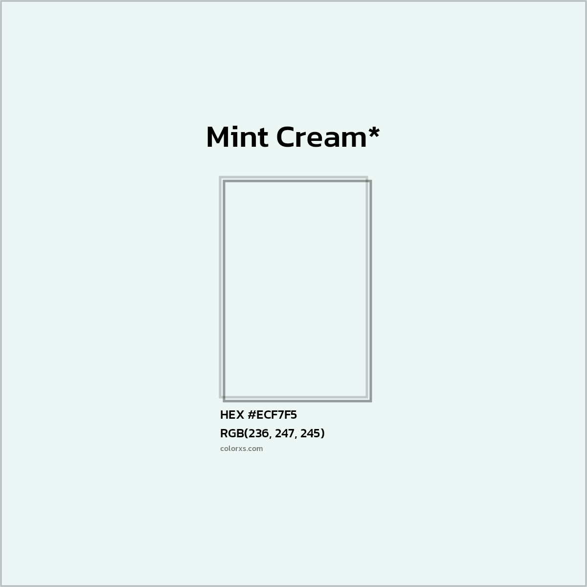 HEX #ECF7F5 Color Name, Color Code, Palettes, Similar Paints, Images