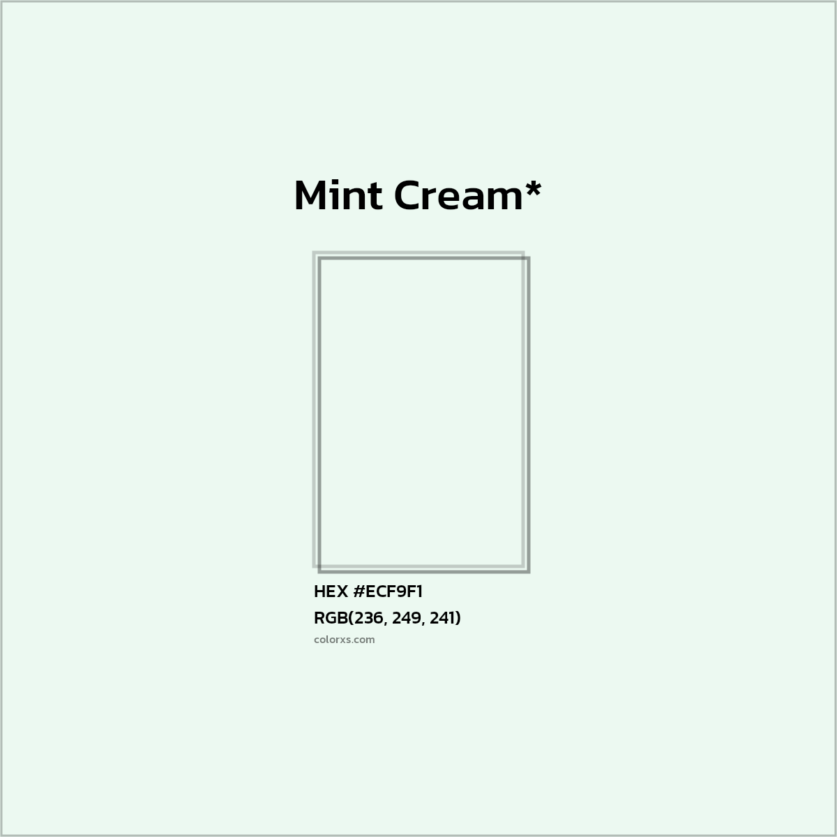 HEX #ECF9F1 Color Name, Color Code, Palettes, Similar Paints, Images