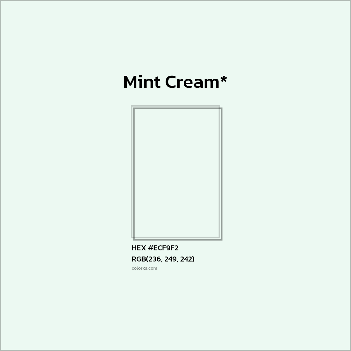 HEX #ECF9F2 Color Name, Color Code, Palettes, Similar Paints, Images