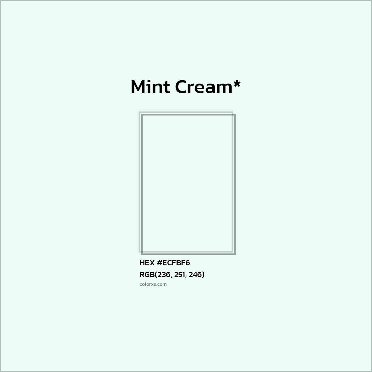 HEX #ECFBF6 Color Name, Color Code, Palettes, Similar Paints, Images