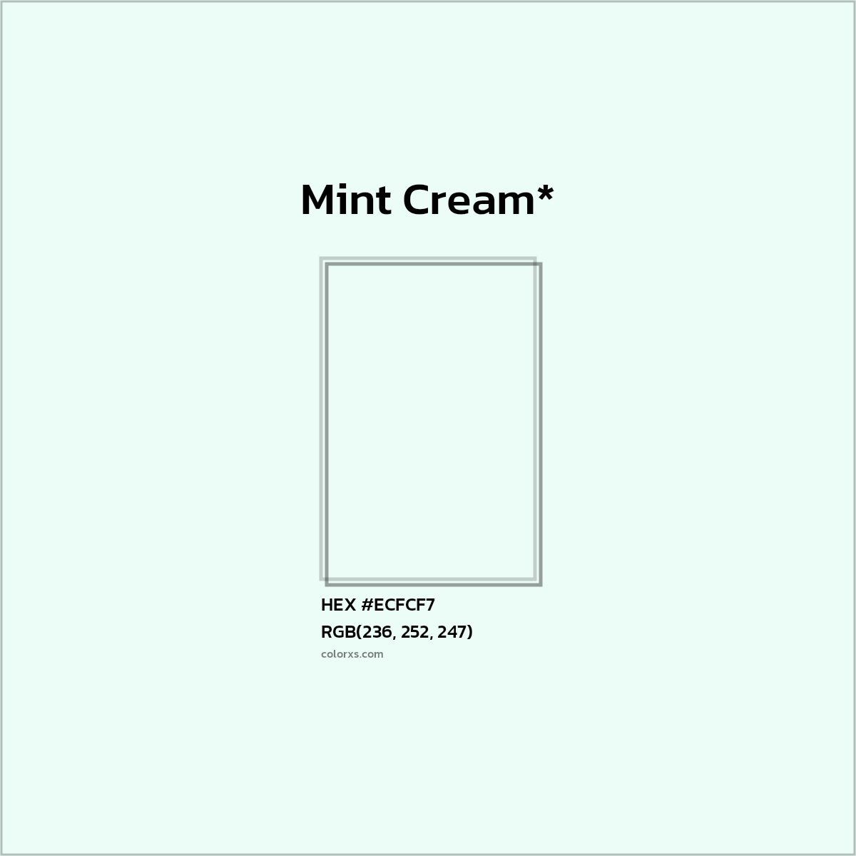 HEX #ECFCF7 Color Name, Color Code, Palettes, Similar Paints, Images