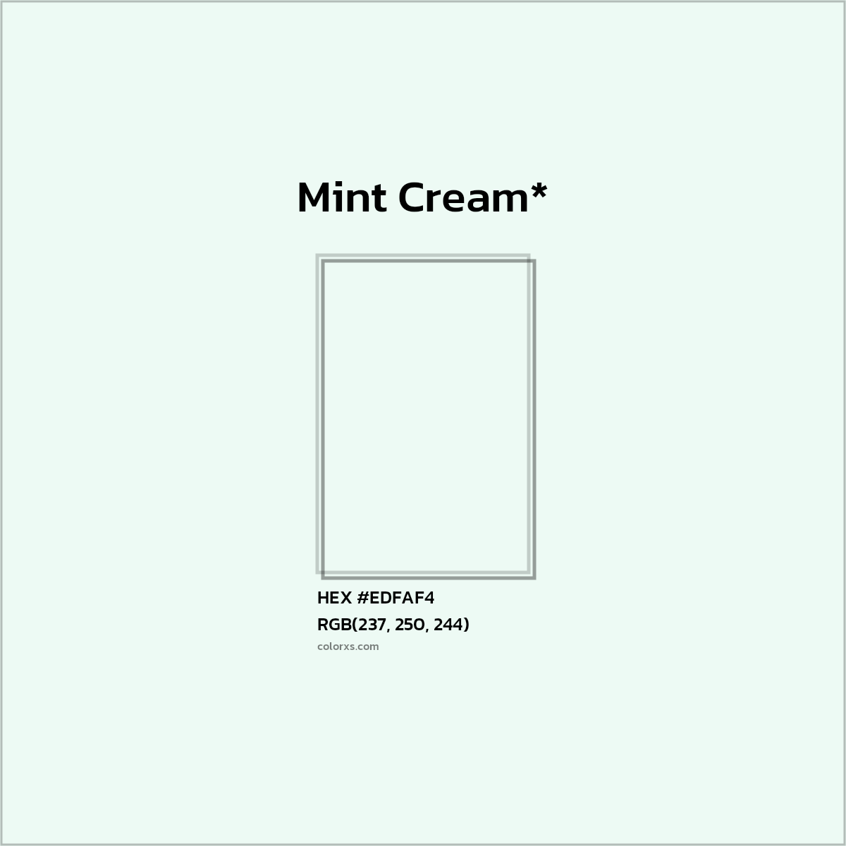 HEX #EDFAF4 Color Name, Color Code, Palettes, Similar Paints, Images