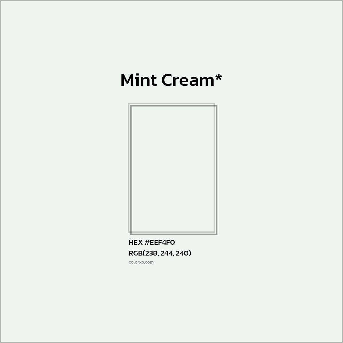HEX #EEF4F0 Color Name, Color Code, Palettes, Similar Paints, Images
