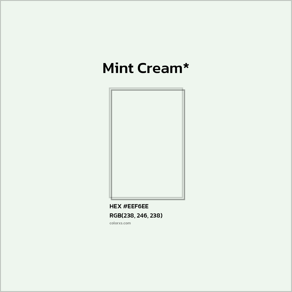 HEX #EEF6EE Color Name, Color Code, Palettes, Similar Paints, Images