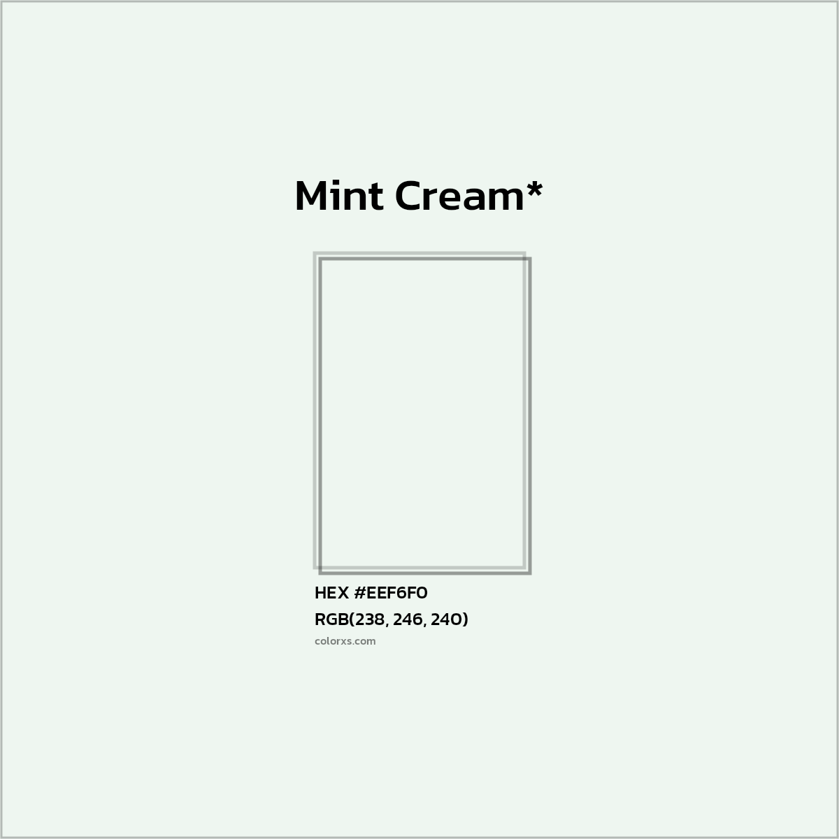 HEX #EEF6F0 Color Name, Color Code, Palettes, Similar Paints, Images