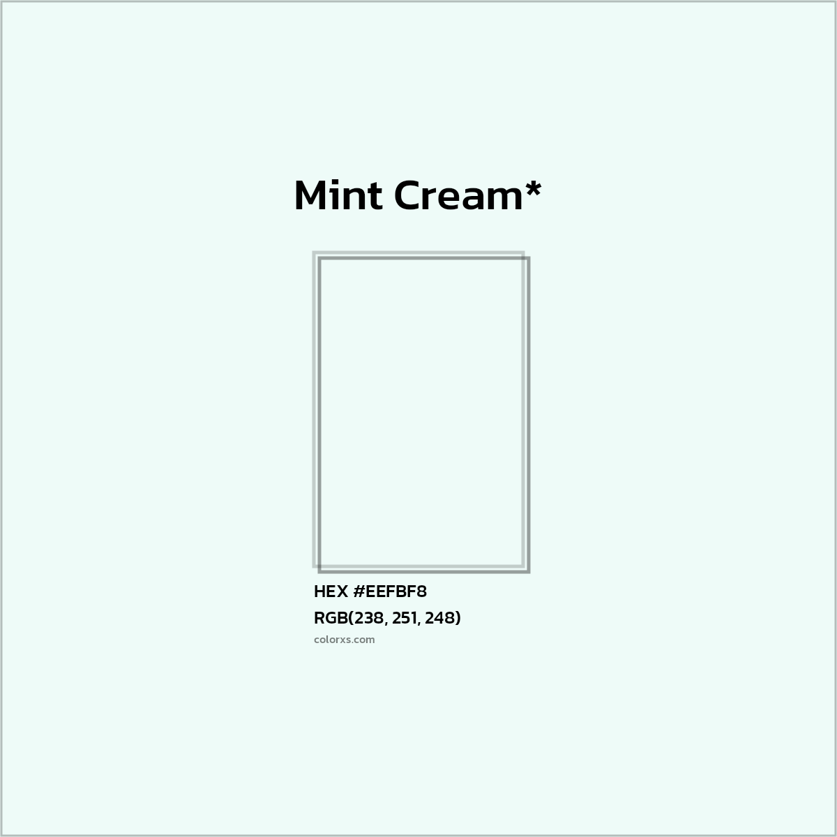 HEX #EEFBF8 Color Name, Color Code, Palettes, Similar Paints, Images