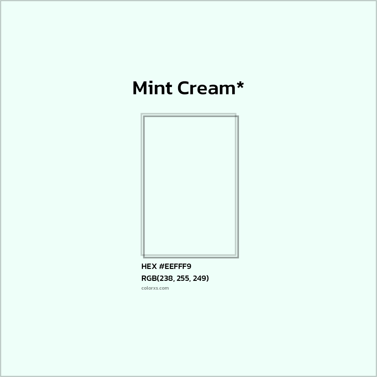 HEX #EEFFF9 Color Name, Color Code, Palettes, Similar Paints, Images