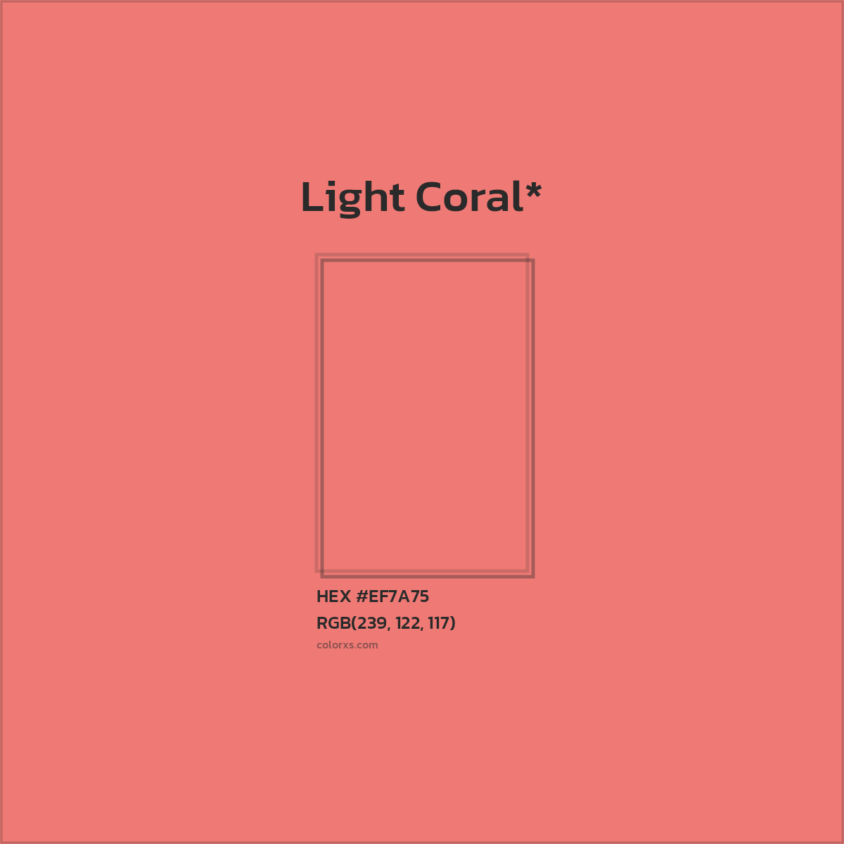 HEX #EF7A75 Color Name, Color Code, Palettes, Similar Paints, Images