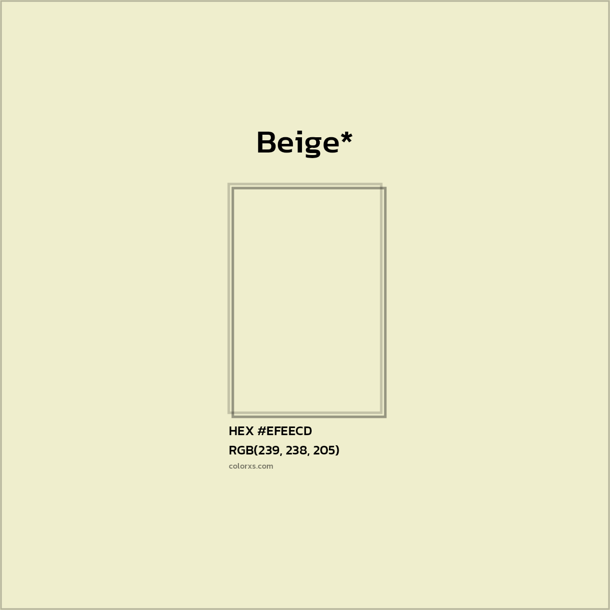 HEX #EFEECD Color Name, Color Code, Palettes, Similar Paints, Images