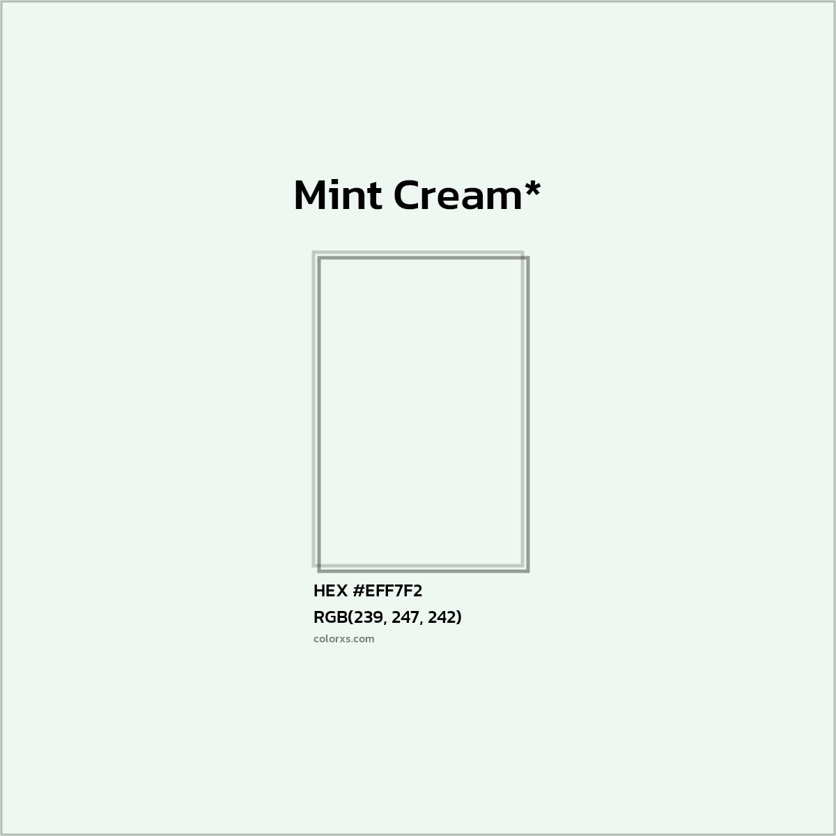HEX #EFF7F2 Color Name, Color Code, Palettes, Similar Paints, Images
