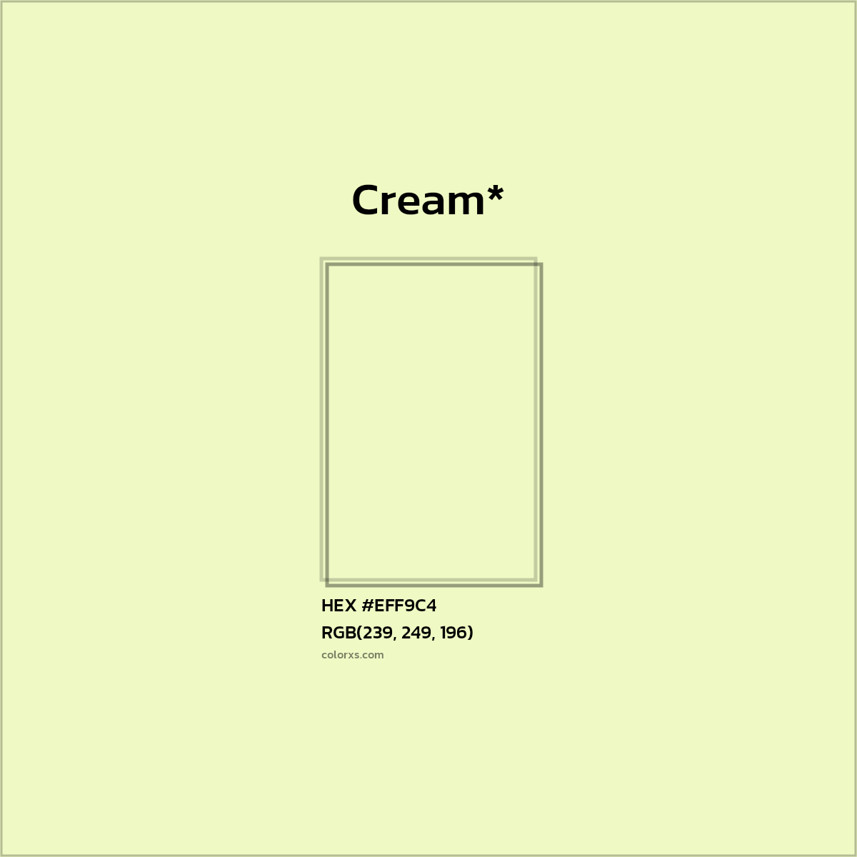 HEX #EFF9C4 Color Name, Color Code, Palettes, Similar Paints, Images