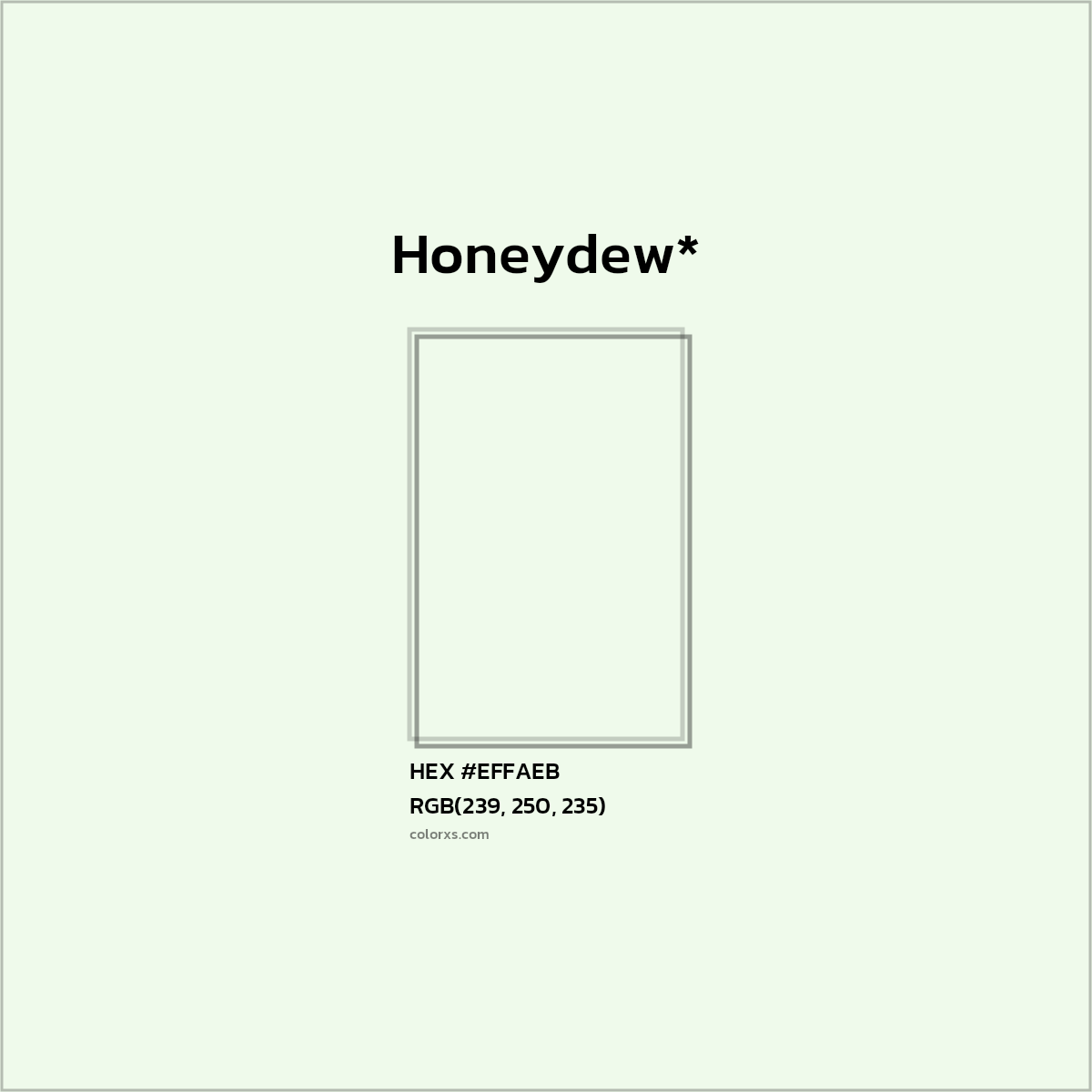HEX #EFFAEB Color Name, Color Code, Palettes, Similar Paints, Images
