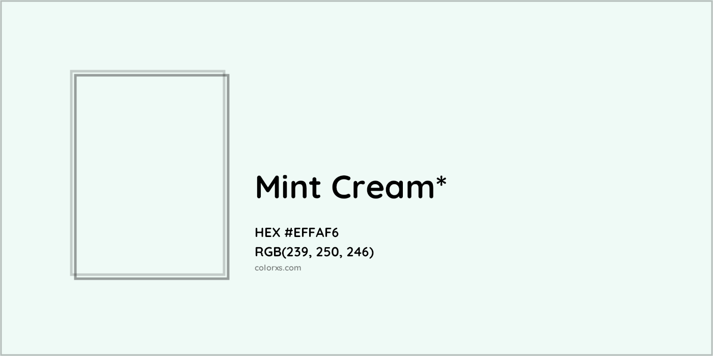 HEX #EFFAF6 Color Name, Color Code, Palettes, Similar Paints, Images