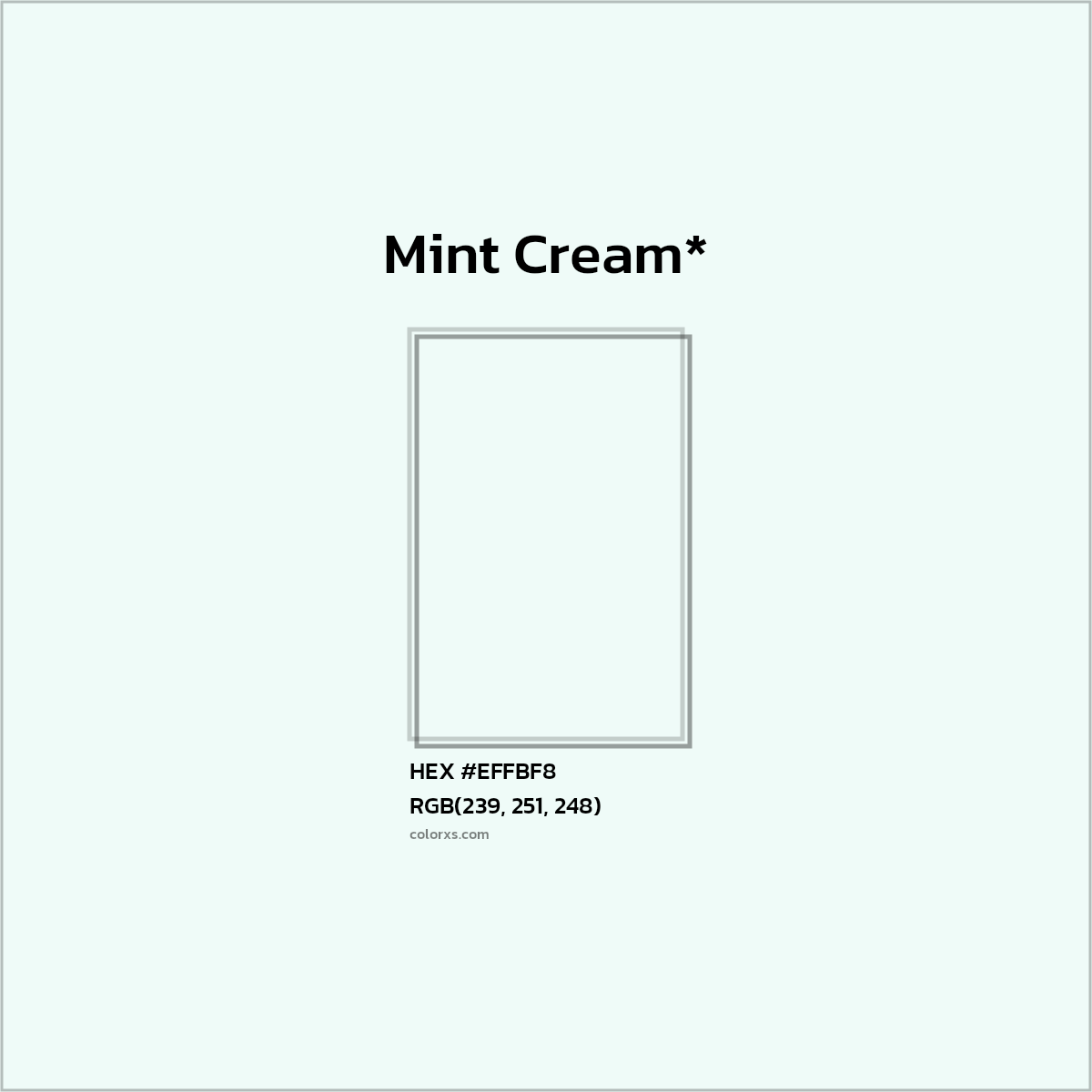 HEX #EFFBF8 Color Name, Color Code, Palettes, Similar Paints, Images