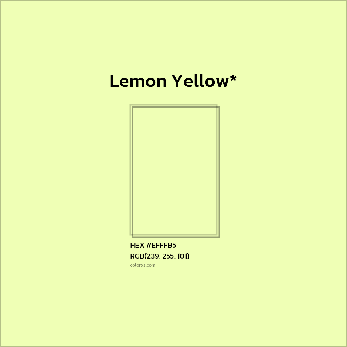 HEX #EFFFB5 Color Name, Color Code, Palettes, Similar Paints, Images