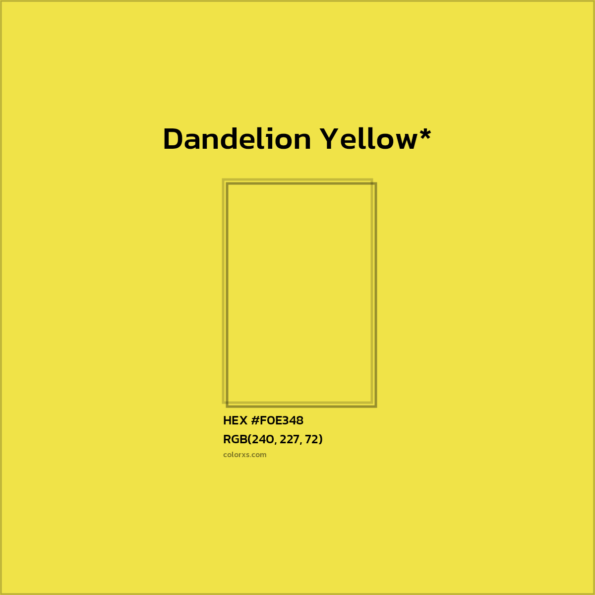 HEX #F0E348 Color Name, Color Code, Palettes, Similar Paints, Images