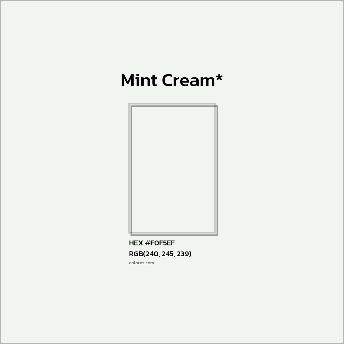 HEX #F0F5EF Color Name, Color Code, Palettes, Similar Paints, Images