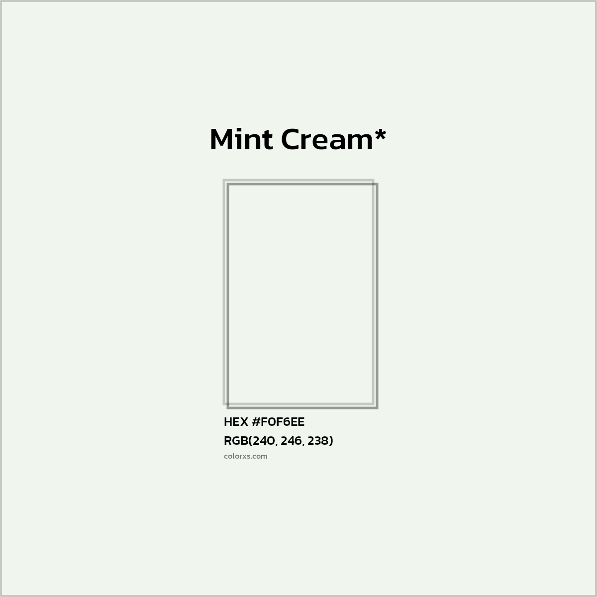 HEX #F0F6EE Color Name, Color Code, Palettes, Similar Paints, Images