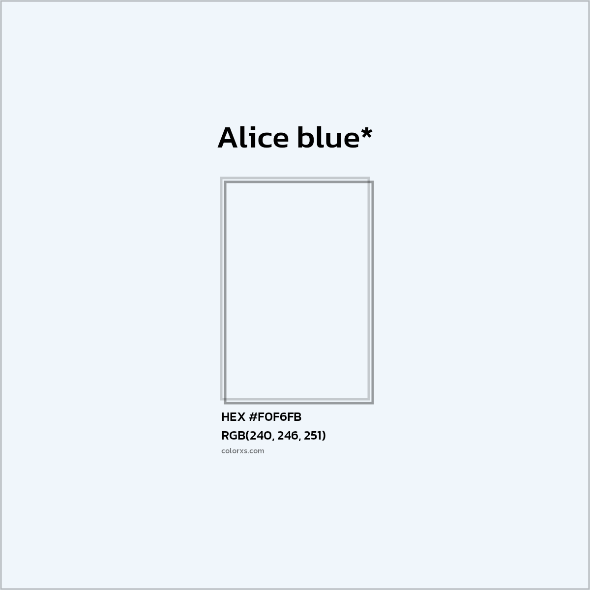 HEX #F0F6FB Color Name, Color Code, Palettes, Similar Paints, Images