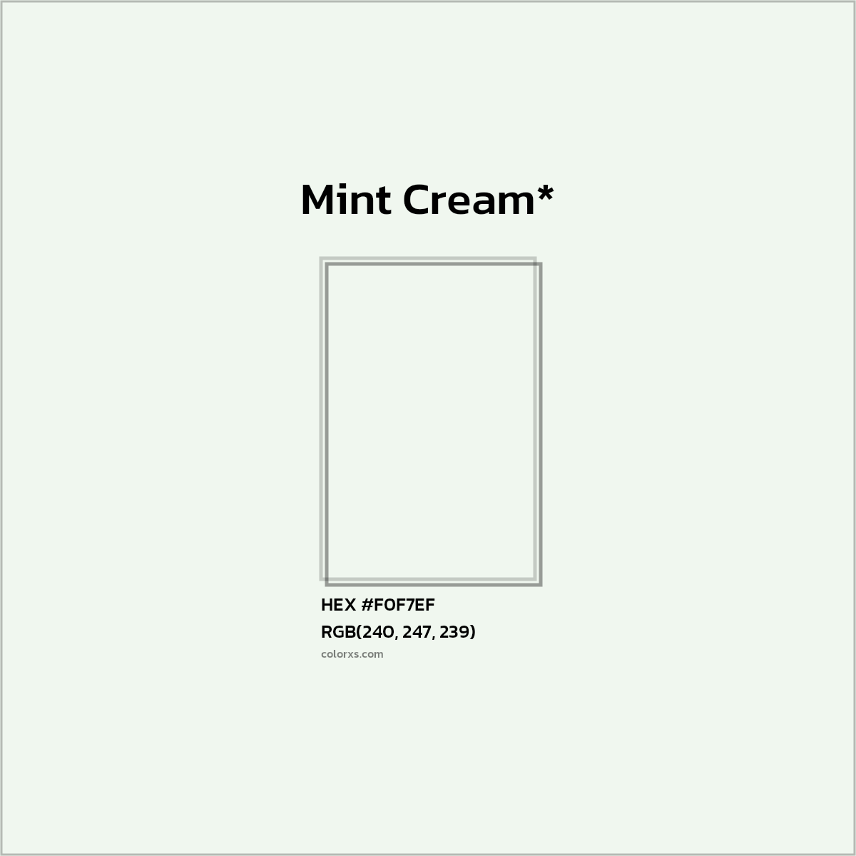 HEX #F0F7EF Color Name, Color Code, Palettes, Similar Paints, Images