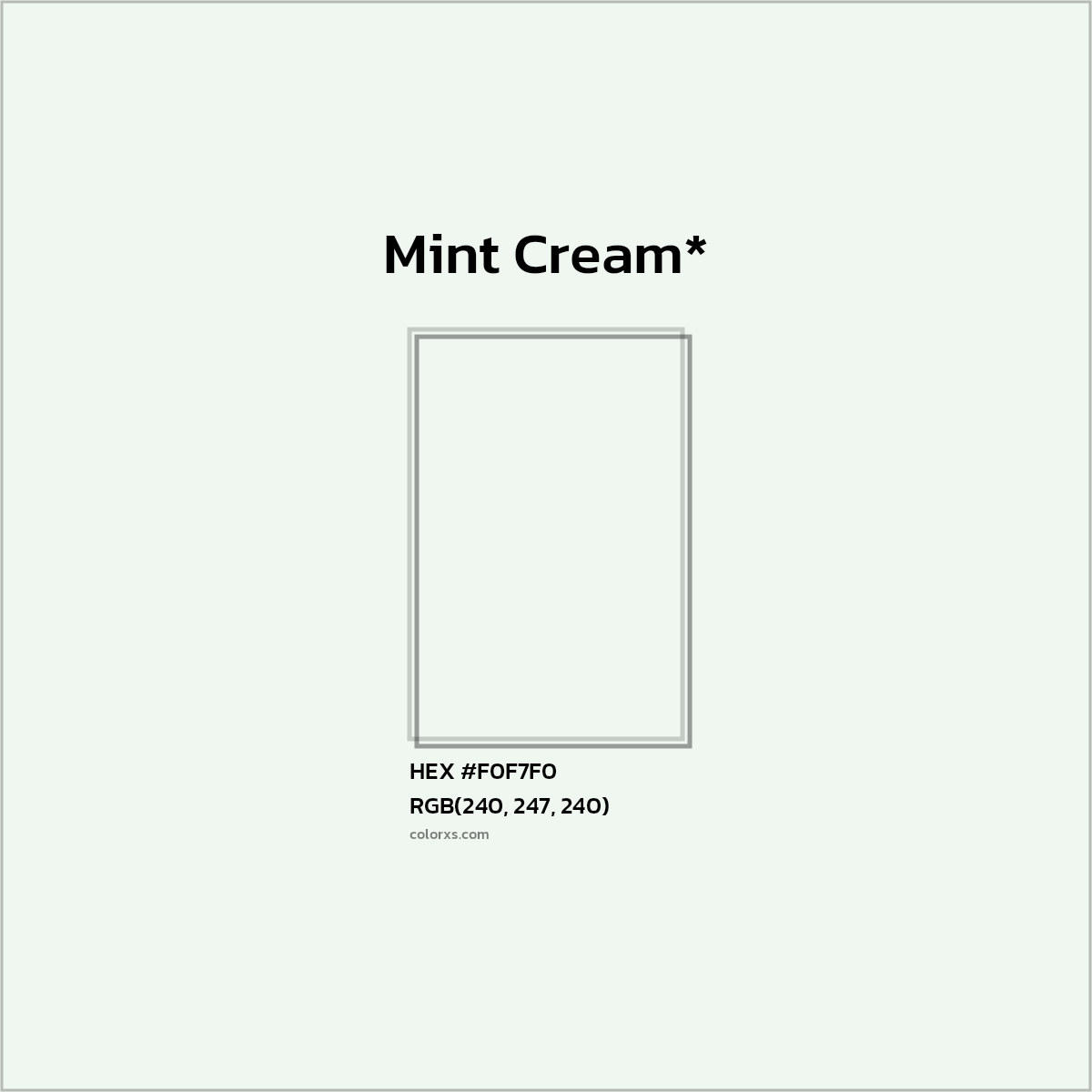 HEX #F0F7F0 Color Name, Color Code, Palettes, Similar Paints, Images