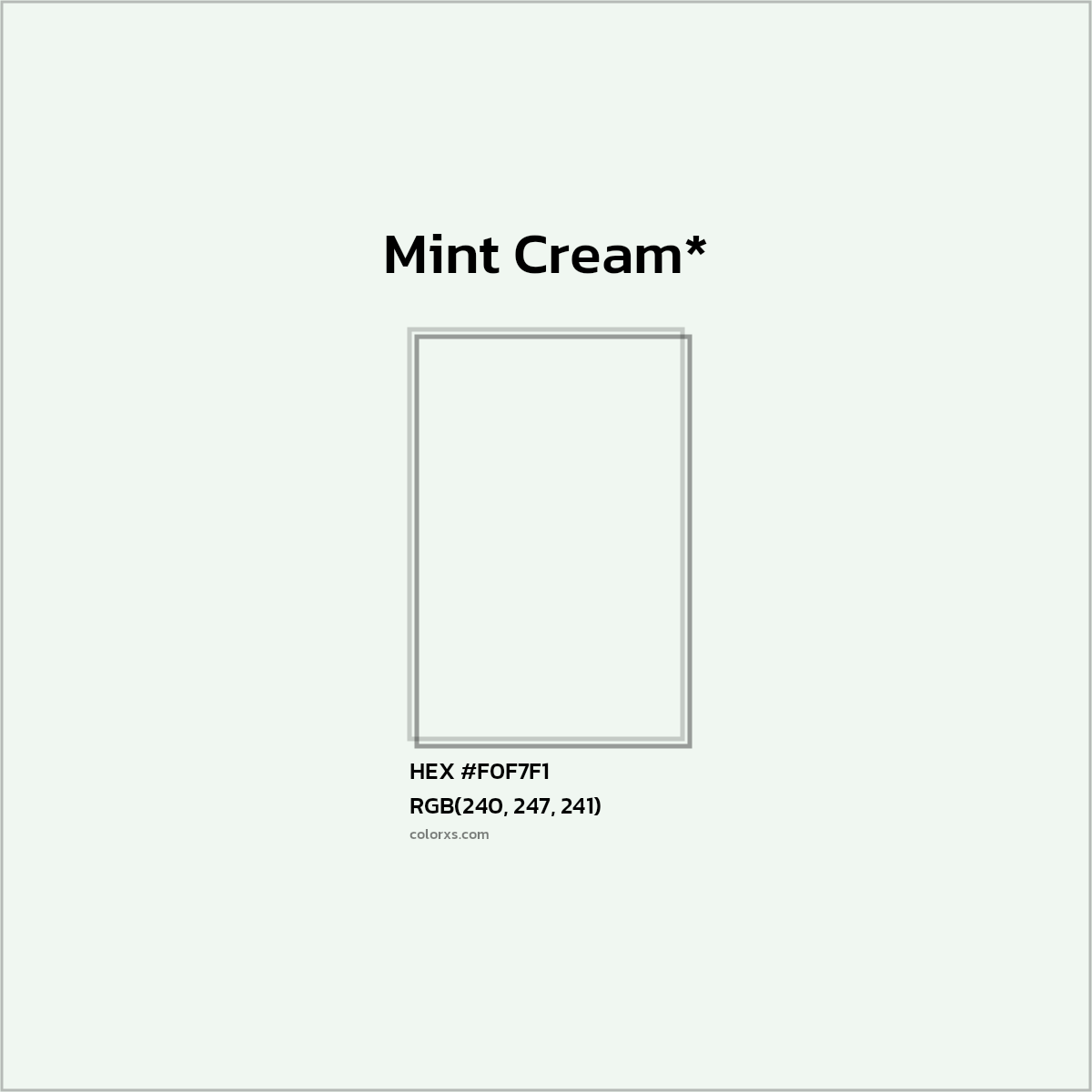 HEX #F0F7F1 Color Name, Color Code, Palettes, Similar Paints, Images