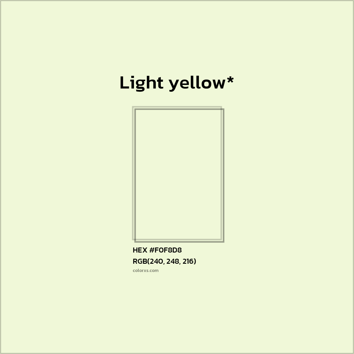 HEX #F0F8D8 Color Name, Color Code, Palettes, Similar Paints, Images