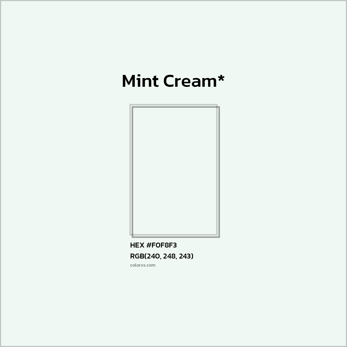 HEX #F0F8F3 Color Name, Color Code, Palettes, Similar Paints, Images