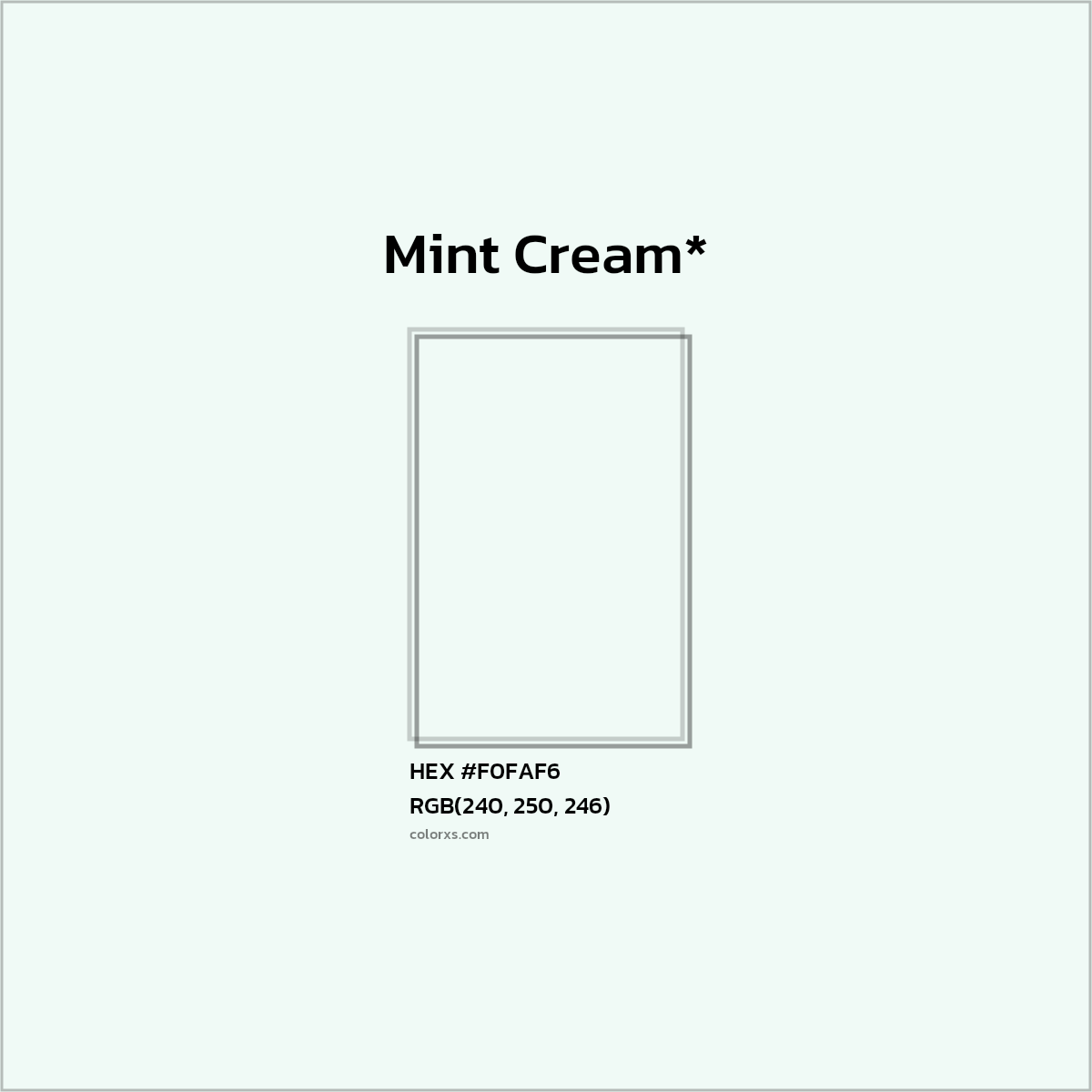 HEX #F0FAF6 Color Name, Color Code, Palettes, Similar Paints, Images