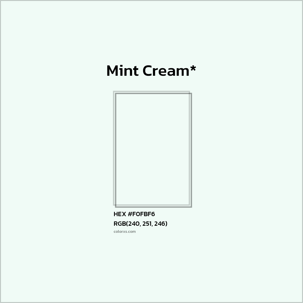 HEX #F0FBF6 Color Name, Color Code, Palettes, Similar Paints, Images