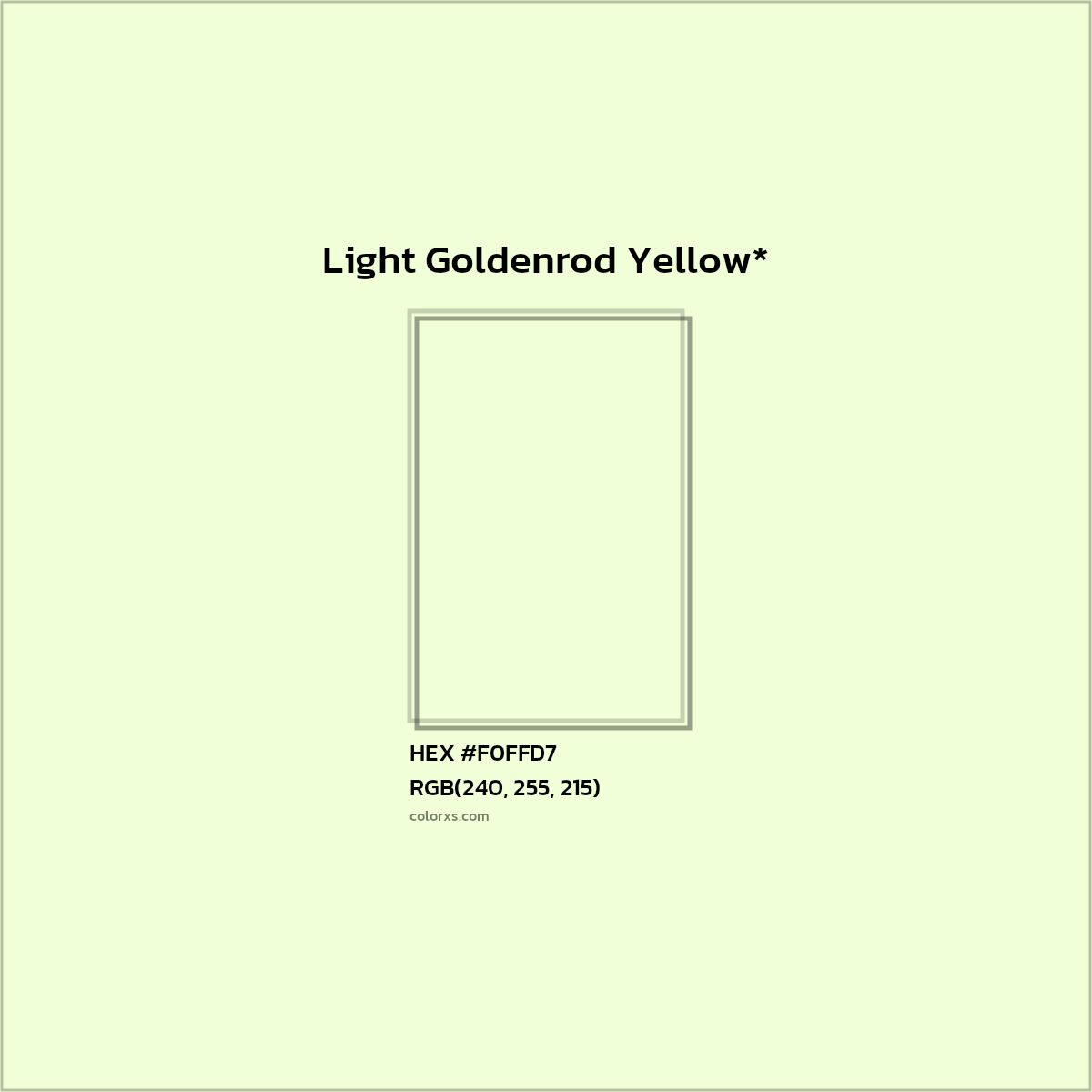 #F0FFD7 hex color. RGB, RYB, CMYK, HSL, HSV codes and color conversions. Matching color names, palettes, paints.