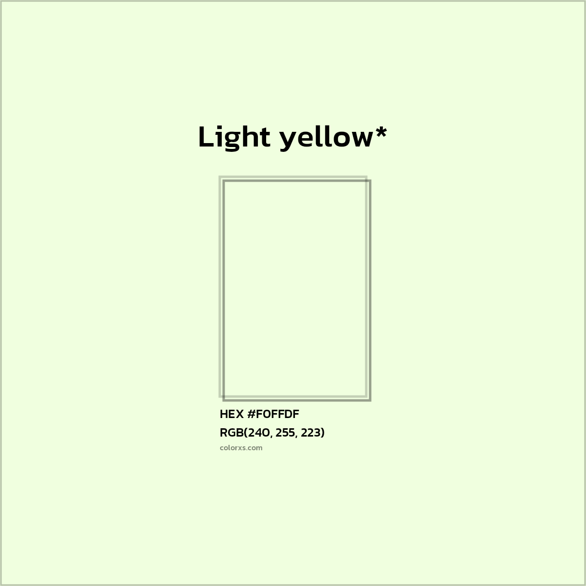 HEX #F0FFDF Color Name, Color Code, Palettes, Similar Paints, Images