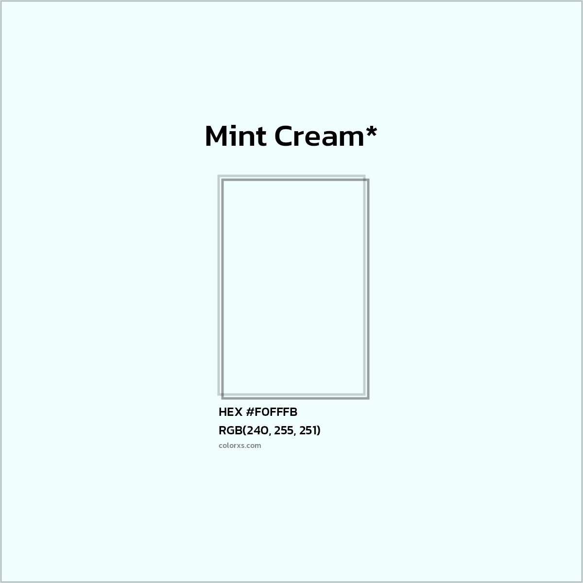 HEX #F0FFFB Color Name, Color Code, Palettes, Similar Paints, Images