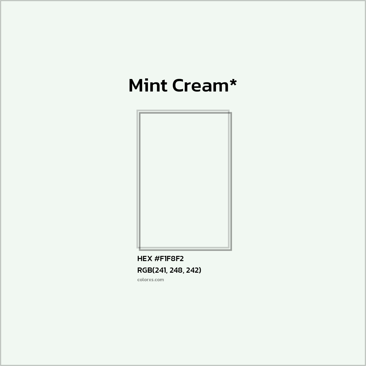 HEX #F1F8F2 Color Name, Color Code, Palettes, Similar Paints, Images
