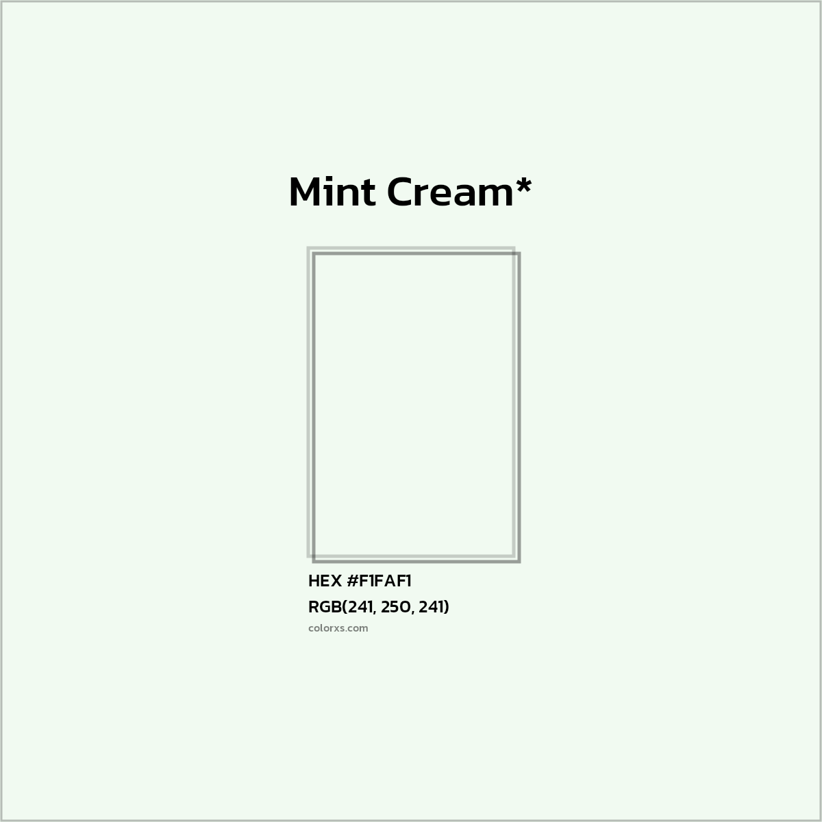 HEX #F1FAF1 Color Name, Color Code, Palettes, Similar Paints, Images