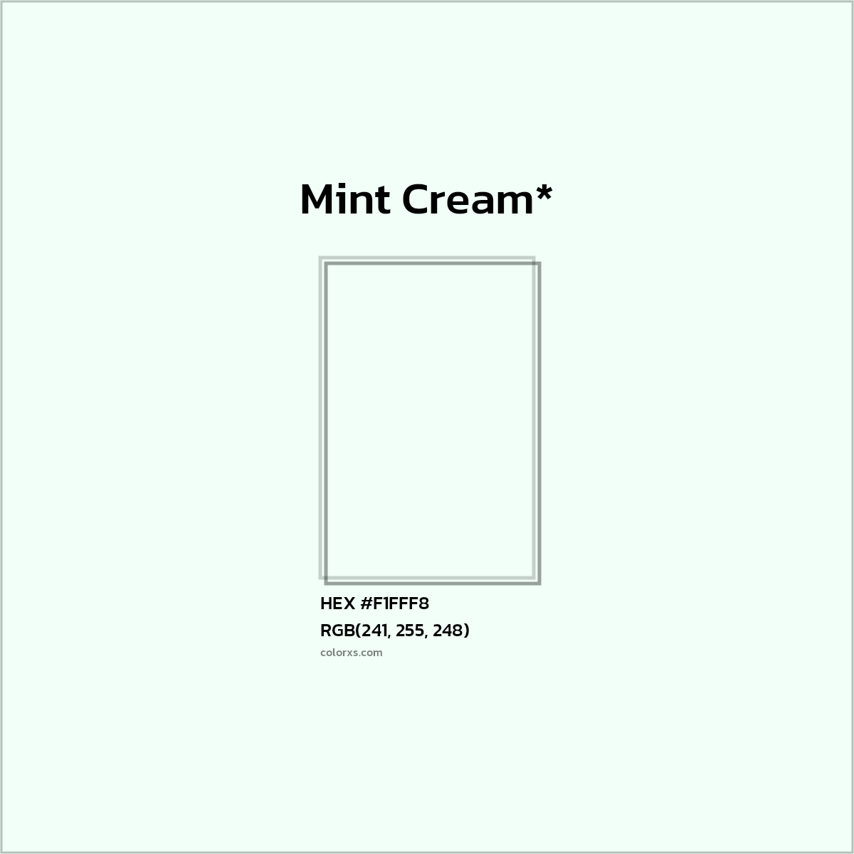 HEX #F1FFF8 Color Name, Color Code, Palettes, Similar Paints, Images