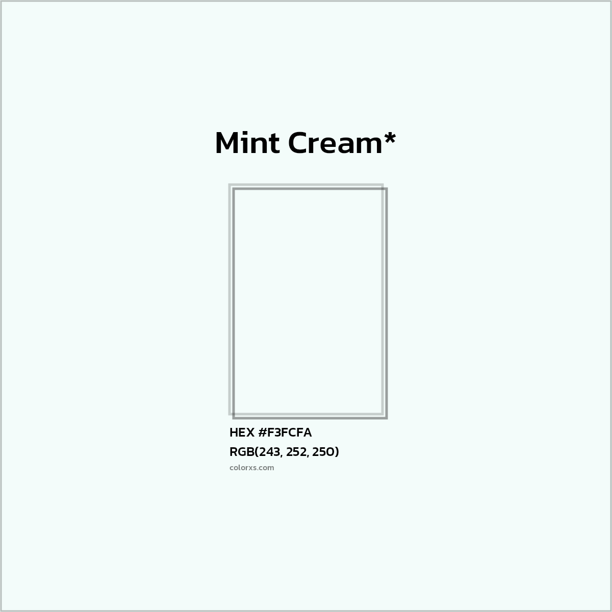 HEX #F3FCFA Color Name, Color Code, Palettes, Similar Paints, Images