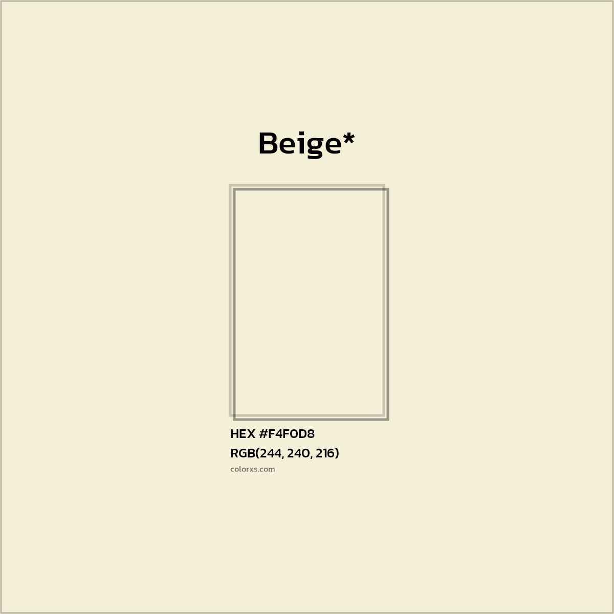 HEX #F4F0D8 Color Name, Color Code, Palettes, Similar Paints, Images