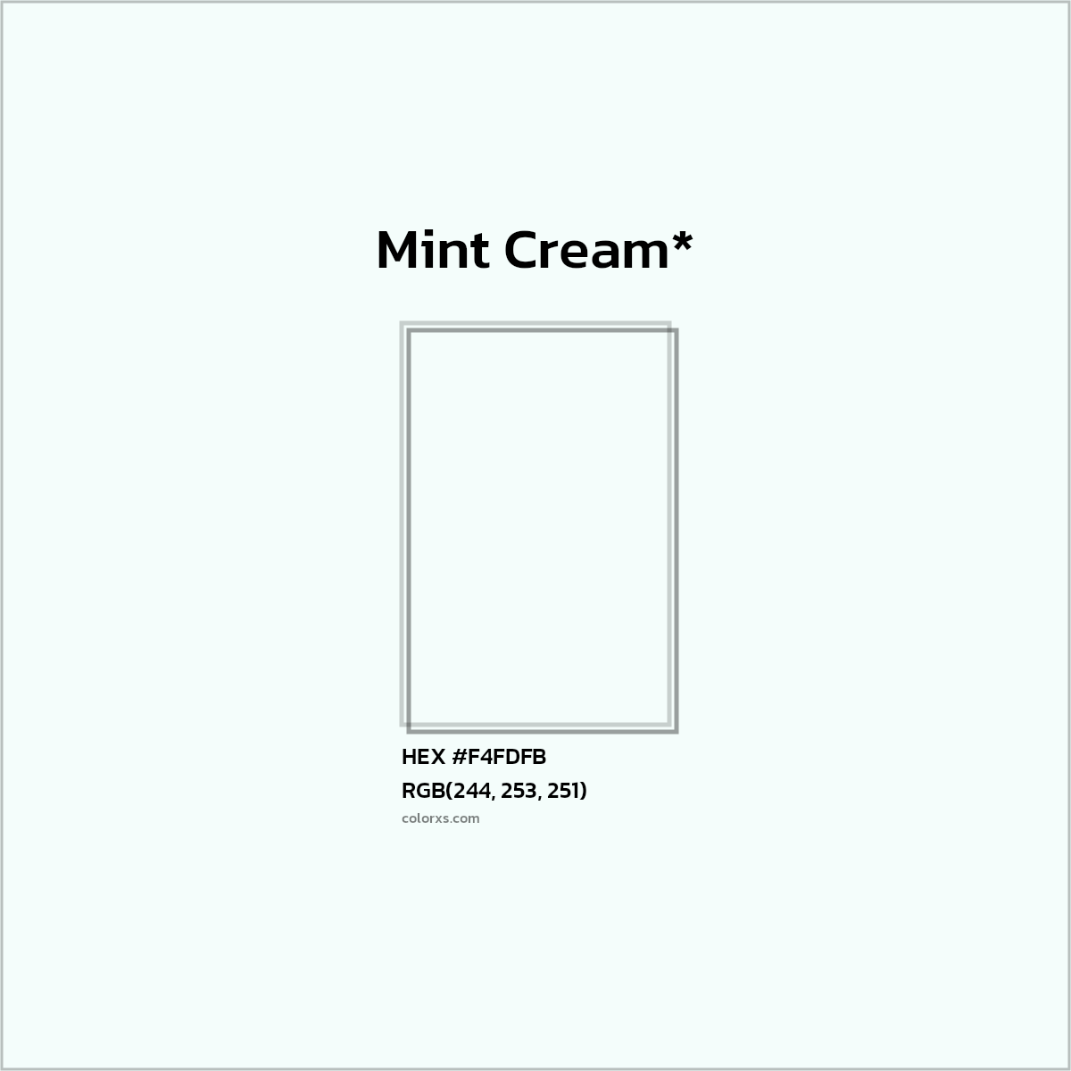 HEX #F4FDFB Color Name, Color Code, Palettes, Similar Paints, Images