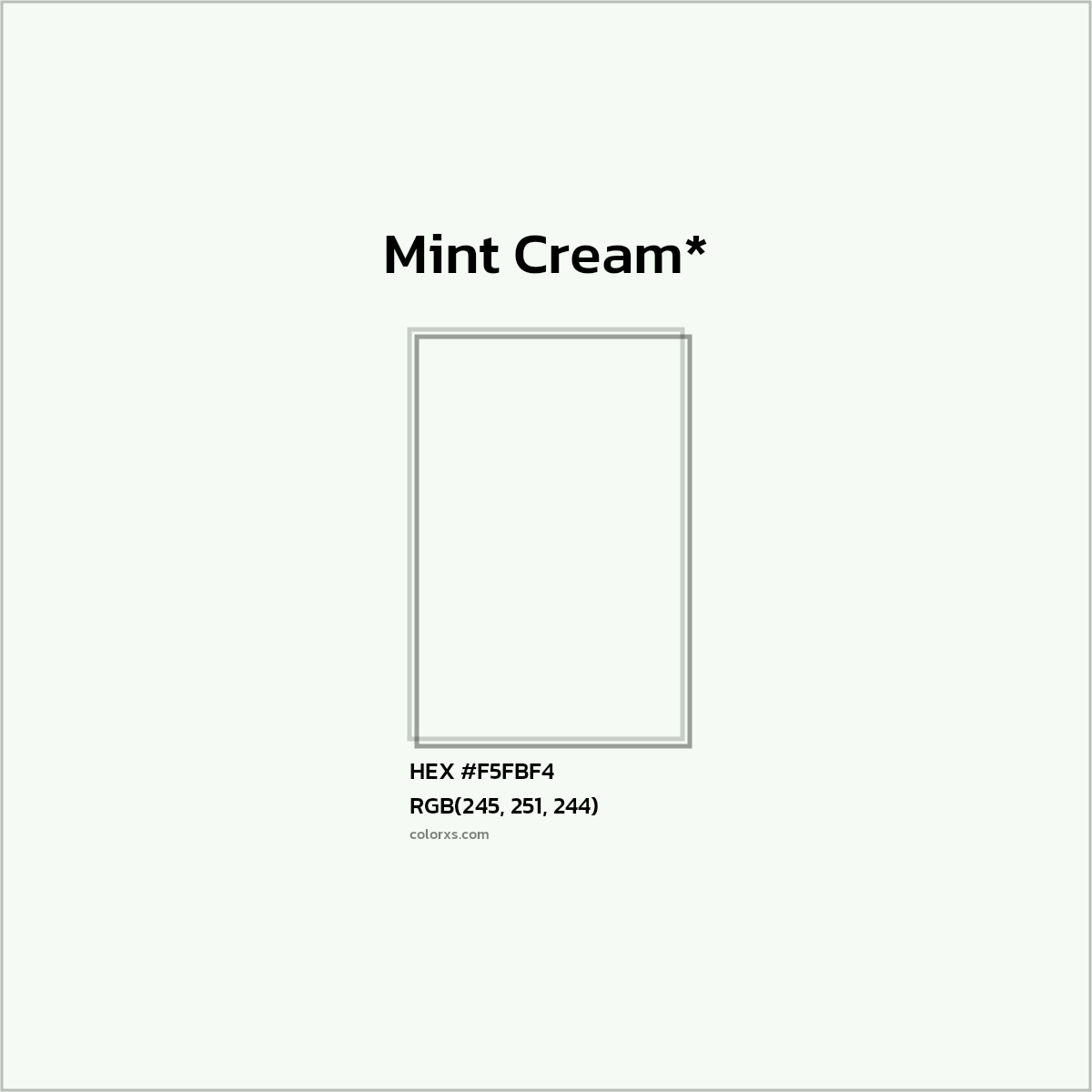 HEX #F5FBF4 Color Name, Color Code, Palettes, Similar Paints, Images