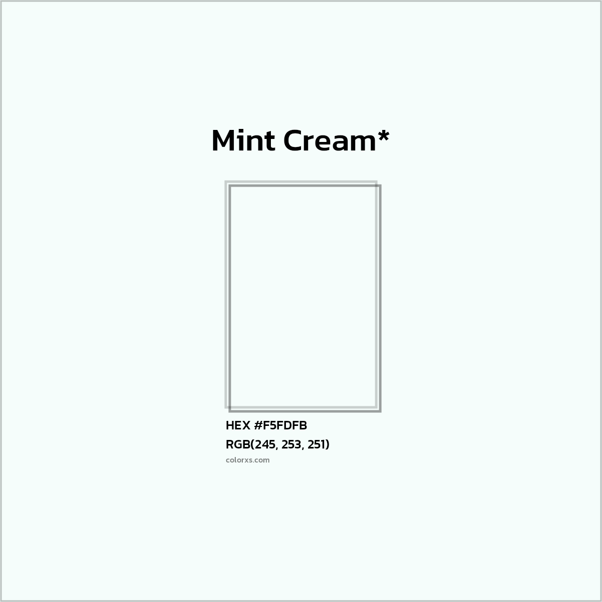 HEX #F5FDFB Color Name, Color Code, Palettes, Similar Paints, Images