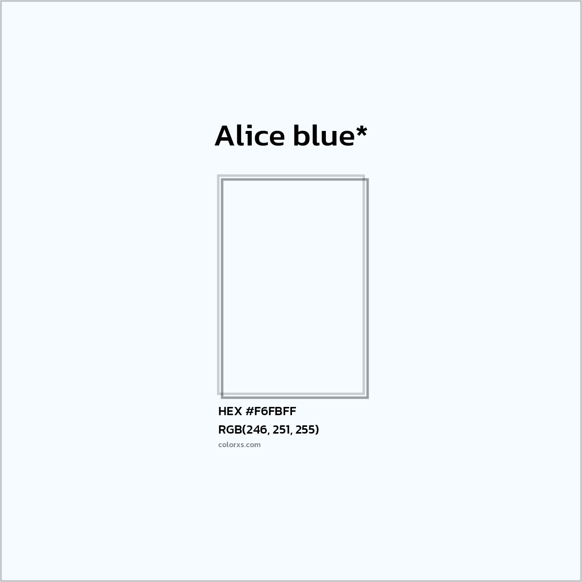 HEX #F6FBFF Color Name, Color Code, Palettes, Similar Paints, Images